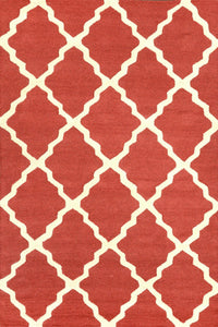 RED AND WHITE MOROCCAN HAND TUFTED CARPET by Imperial Knots - Image 1