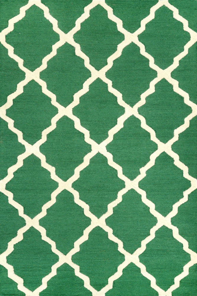 GREEN AND WHITE MOROCCAN HAND TUFTED CARPET