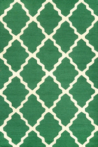 GREEN AND WHITE MOROCCAN HAND TUFTED CARPET by Imperial Knots - Image 1