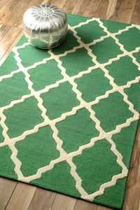 GREEN AND WHITE MOROCCAN HAND TUFTED CARPET by Imperial Knots - Image 2