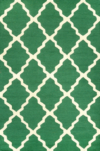 GREEN AND WHITE MOROCCAN HAND TUFTED CARPET