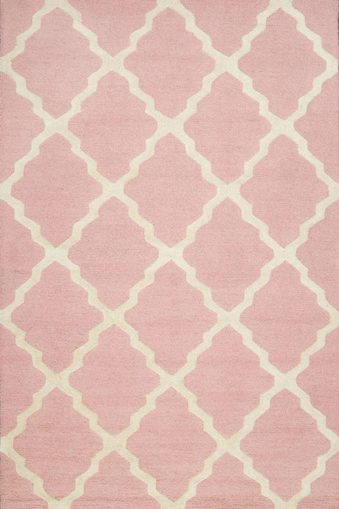 PINK AND WHITE MOROCCAN HAND TUFTED CARPET