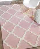 PINK AND WHITE MOROCCAN HAND TUFTED CARPET