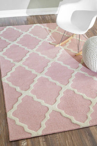 PINK AND WHITE MOROCCAN HAND TUFTED CARPET by Imperial Knots - Image 2