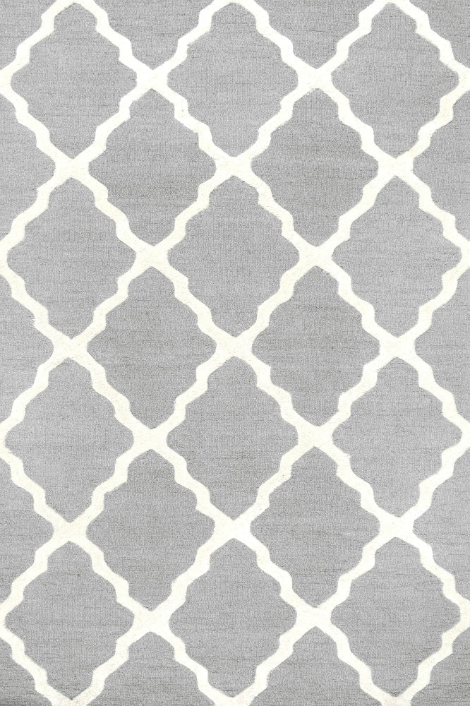GREY AND WHITE MOROCCAN HAND TUFTED CARPET
