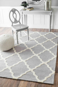 GREY AND WHITE MOROCCAN HAND TUFTED CARPET by Imperial Knots - Image 2