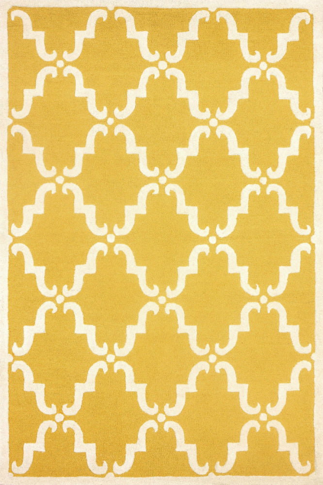 YELLOW AND WHITE MOROCCAN HAND TUFTED CARPET