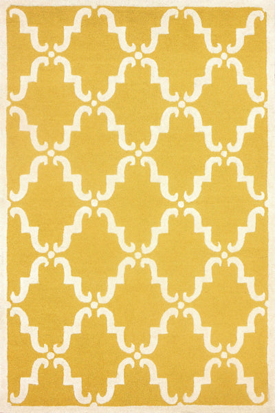 YELLOW AND WHITE MOROCCAN HAND TUFTED CARPET