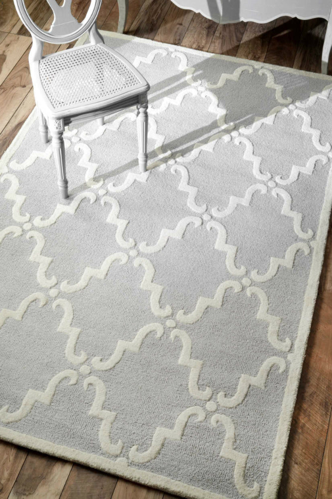 GREY AND WHITE MOROCCAN HAND TUFTED CARPET