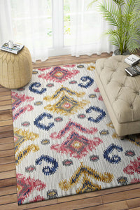MULTICOLOR GREY IKAT HAND TUFTED CARPET by Imperial Knots - Image 2