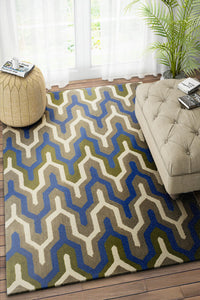 MULTICOLOR WISHBONE HAND TUFTED CARPET by Imperial Knots - Image 2
