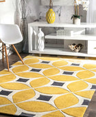 YELLOW CURVED DIAMOND HAND TUFTED CARPET