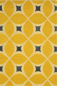 YELLOW CURVED DIAMOND HAND TUFTED CARPET by Imperial Knots - Image 1