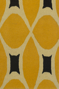 YELLOW CURVED DIAMOND HAND TUFTED CARPET by Imperial Knots - Image 3
