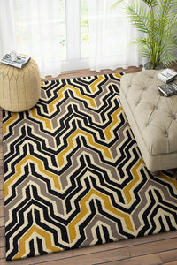 YELLOW WISHBONE HAND TUFTED CARPET by Imperial Knots - Image 2