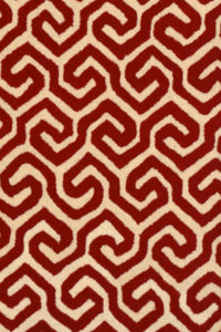 RED GREEK KEY HAND TUFTED CARPET by Imperial Knots - Image 3