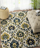 IVORY DAMASK HAND TUFTED CARPET by Imperial Knots - Image 2