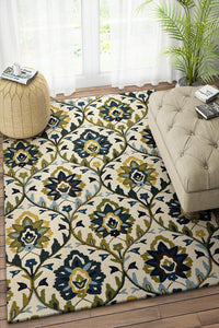 IVORY DAMASK HAND TUFTED CARPET by Imperial Knots - Image 2