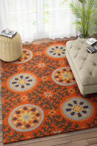 ORANGE SUZANI HAND TUFTED CARPET by Imperial Knots - Image 2