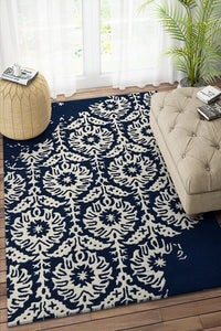 BLUE IVORY TRADITIONAL HAND TUFTED CARPET by Imperial Knots - Image 2