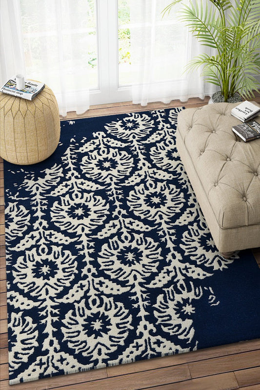 BLUE IVORY TRADITIONAL HAND TUFTED CARPET