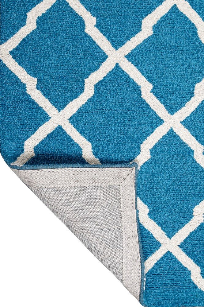 TEAL IVORY MOROCCAN HAND TUFTED CARPET