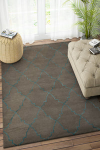 GREY AND BLUE MOROCCAN HAND TUFTED CARPET by Imperial Knots - Image 2