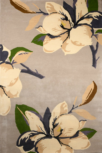 BEIGE FLORAL HAND TUFTED CARPET
