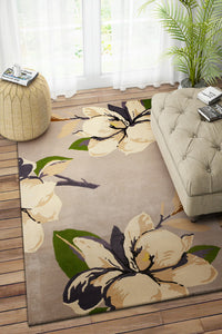 BEIGE FLORAL HAND TUFTED CARPET by Imperial Knots - Image 2