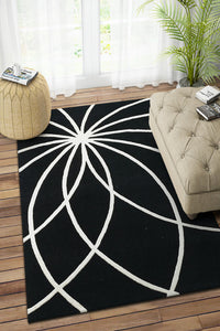 BLACK AND WHITE TRELLIS HAND TUFTED CARPET by Imperial Knots - Image 2