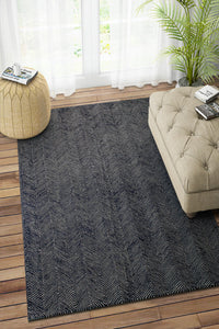 BLUE CHEVRON HAND TUFTED CARPET by Imperial Knots - Image 2