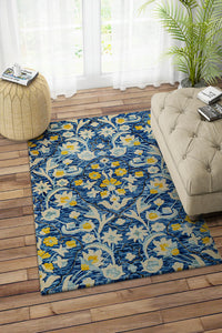 BLUE FLORAL HAND TUFTED CARPET by Imperial Knots - Image 2