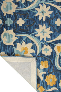BLUE FLORAL HAND TUFTED CARPET by Imperial Knots - Image 4
