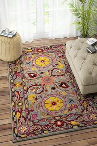 MULTICOLOR SUZANI HAND TUFTED CARPET by Imperial Knots - Image 2