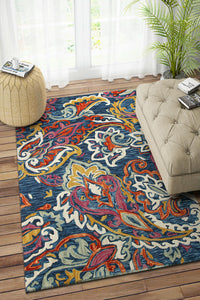 BLUE SUZANI HAND TUFTED CARPET by Imperial Knots - Image 2