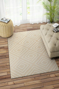 BEIGE GEOMETRIC HAND TUFTED CARPET by Imperial Knots - Image 2