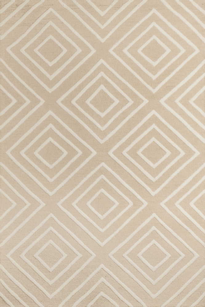 BEIGE GEOMETRIC HAND TUFTED CARPET