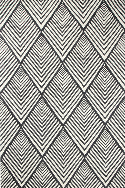 BLACK AND WHITE GEOMETRIC HAND TUFTED RUG
