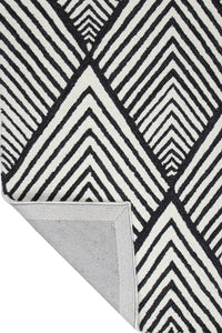 BLACK AND WHITE GEOMETRIC HAND TUFTED CARPET by Imperial Knots - Image 4