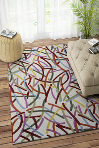 MULTICOLOR GEOMETRIC HAND TUFTED CARPET by Imperial Knots - Image 2