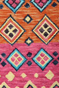 PINK AND ORANGE SUZANI HAND TUFTED CARPET by Imperial Knots - Image 3
