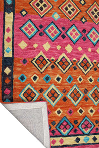 PINK AND ORANGE SUZANI HAND TUFTED CARPET by Imperial Knots - Image 4