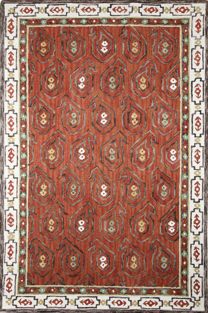 MAROON AND RUST TRADITIONAL HAND TUFTED CARPET