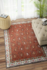 MAROON AND RUST TRADITIONAL HAND TUFTED CARPET by Imperial Knots - Image 2