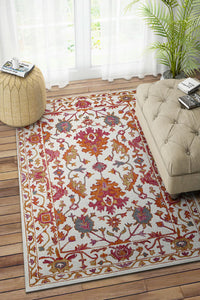 IVORY AND PINK SUZANI HAND TUFTED CARPET by Imperial Knots - Image 2