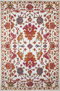 IVORY AND PINK SUZANI HAND TUFTED CARPET by Imperial Knots - Image 1