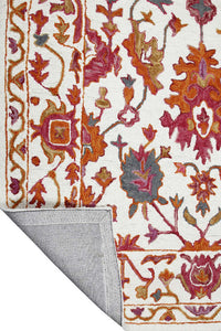 IVORY AND PINK SUZANI HAND TUFTED CARPET by Imperial Knots - Image 4