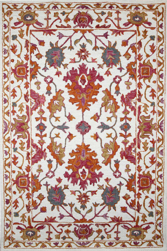 IVORY AND PINK SUZANI HAND TUFTED CARPET