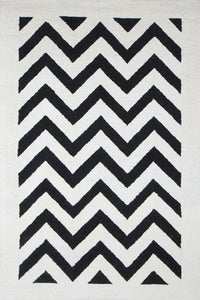 BLACK AND WHITE CHEVRON HAND TUFTED CARPET by Imperial Knots - Image 1