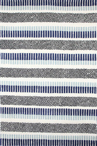 IVORY AND BLUE STRIPES HAND TUFTED CARPET by Imperial Knots - Image 1